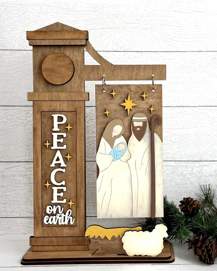 Peace on Earth Nativity Mini Sign Post workshop design