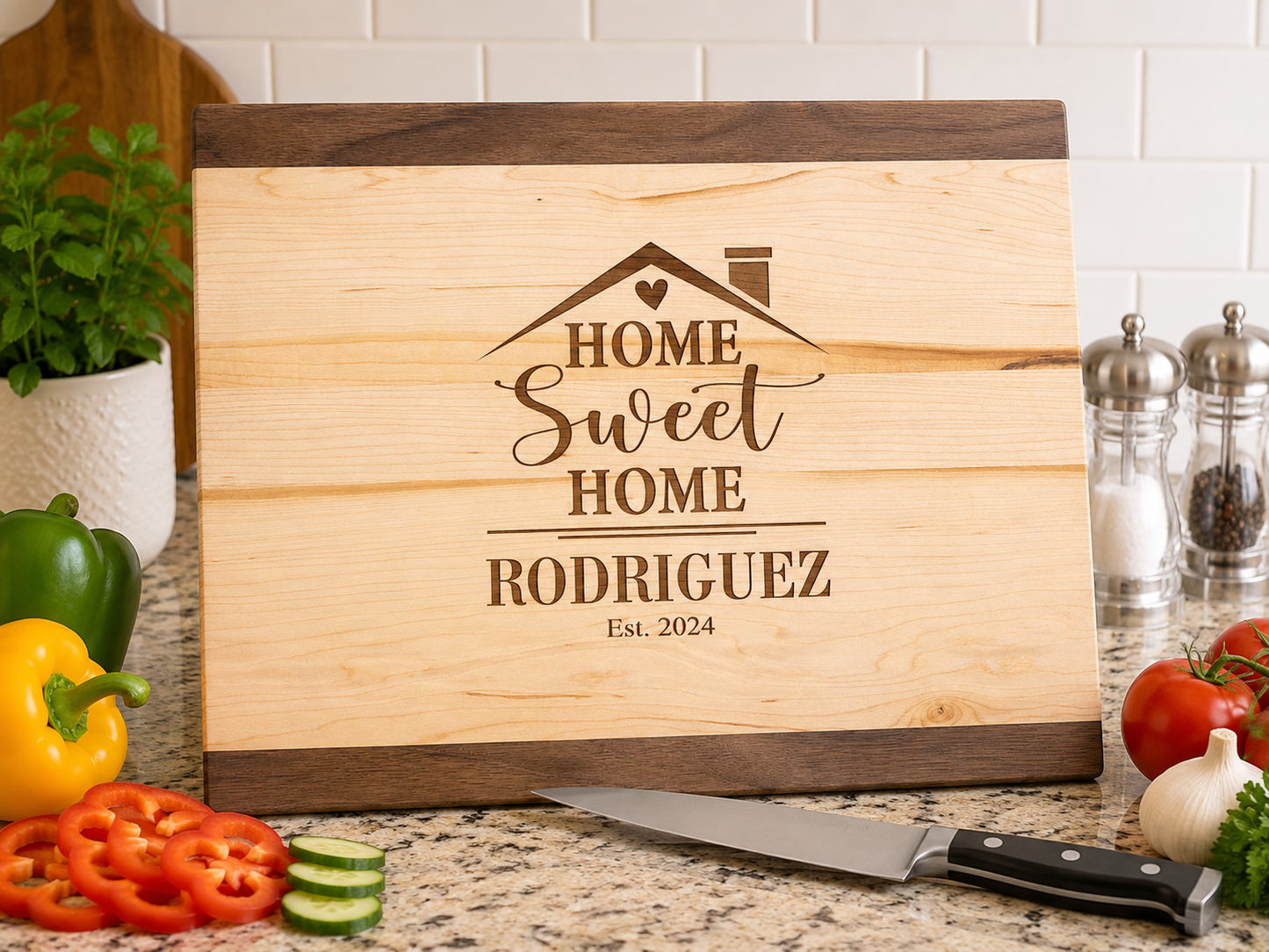 Personalized Maple & Walnut Cutting Board | Realtor Closing Gift