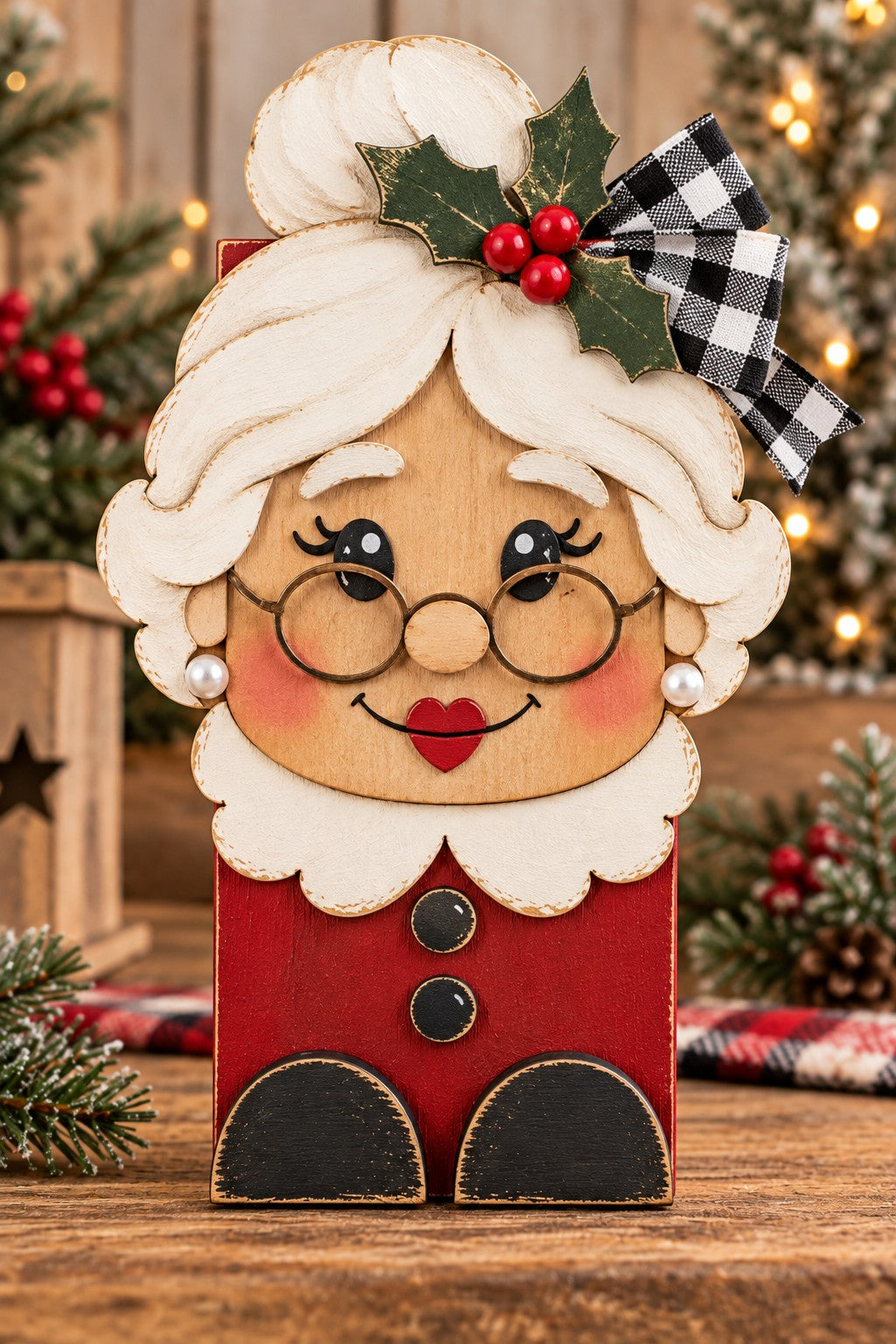 Mrs. Claus Christmas wood character workshop project