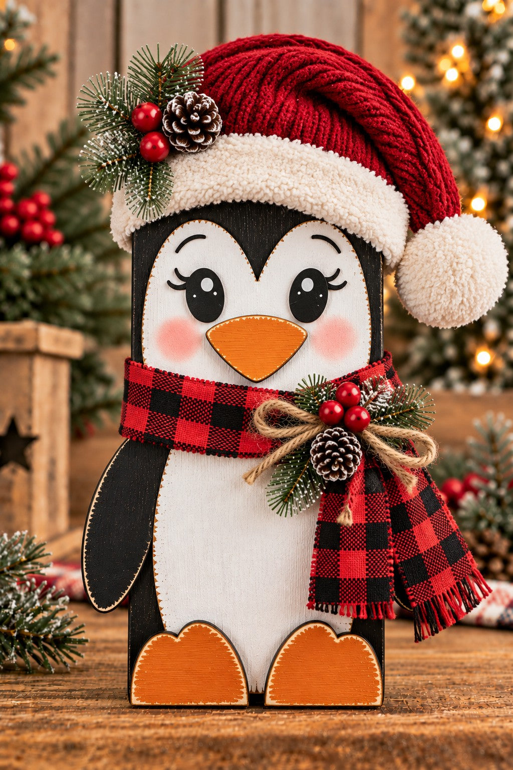 Penguin Christmas wood character workshop project