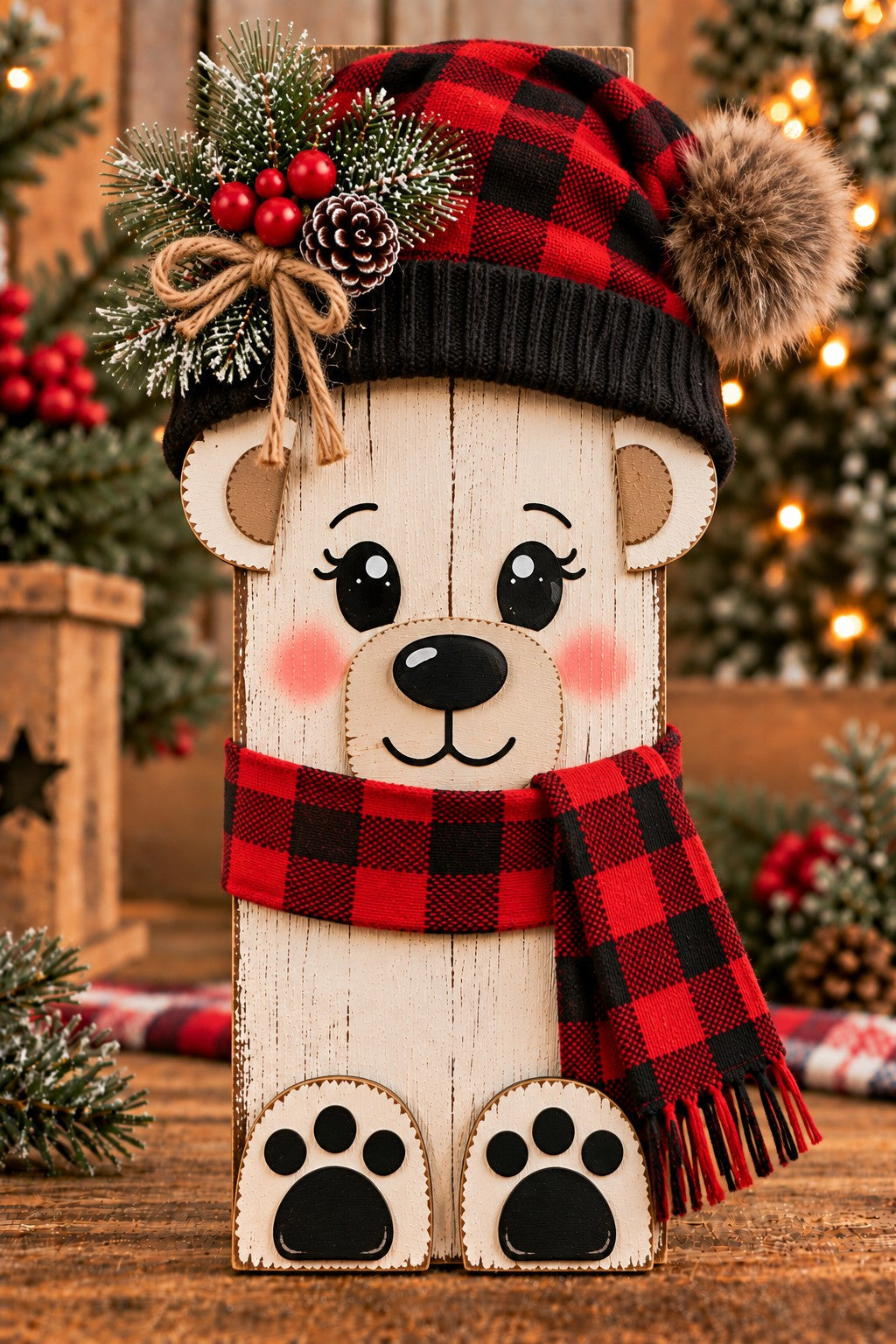 Polar Bear Christmas wood character workshop project