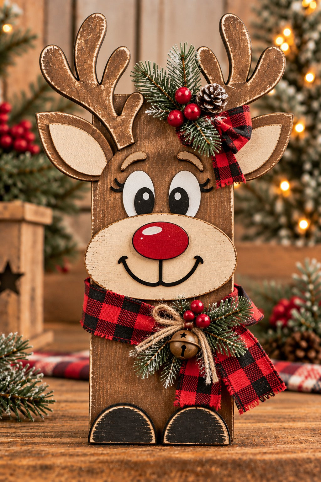 Reindeer Christmas wood character workshop project