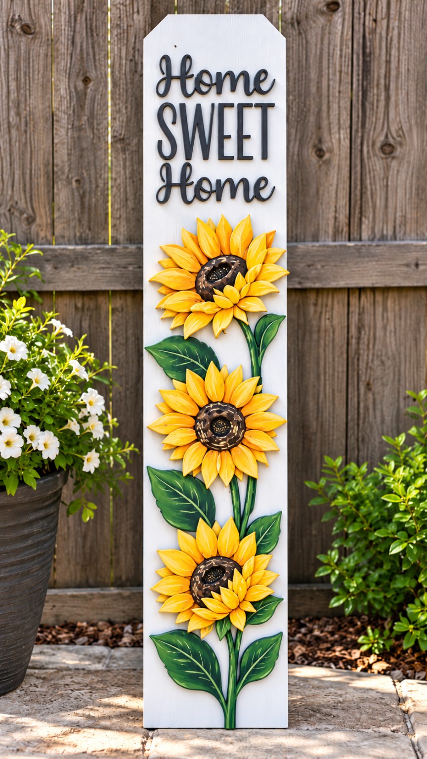 Home Sweet Home Sunflowers porch leaner