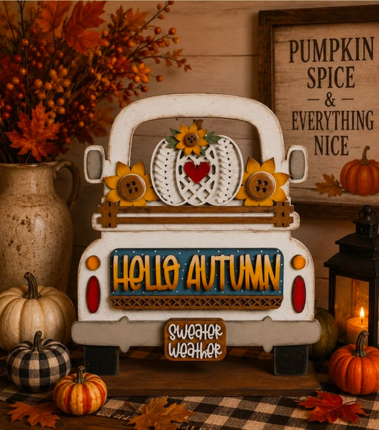 Hello Autumn pumpkin and sunflowers interchangeable truck set