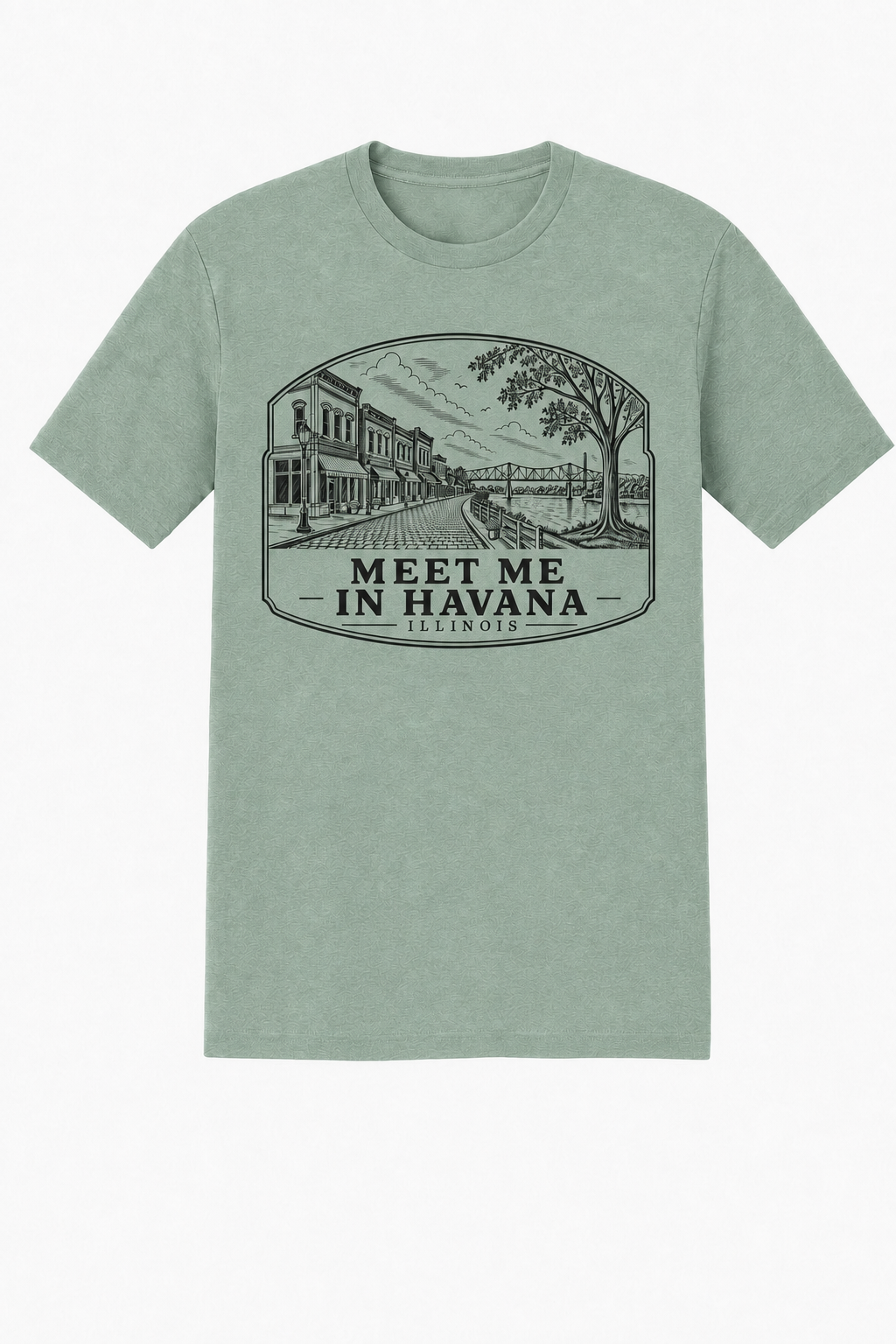 Meet Me in Havana Illinois unisex T-shirt in Heathered Dusty Sage