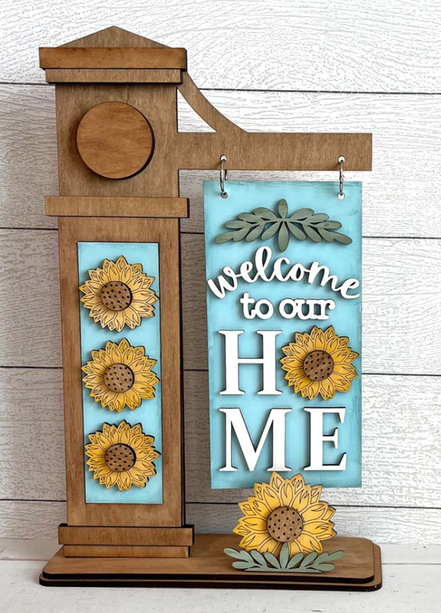 Welcome Home Sunflowers Mini Sign Post workshop design