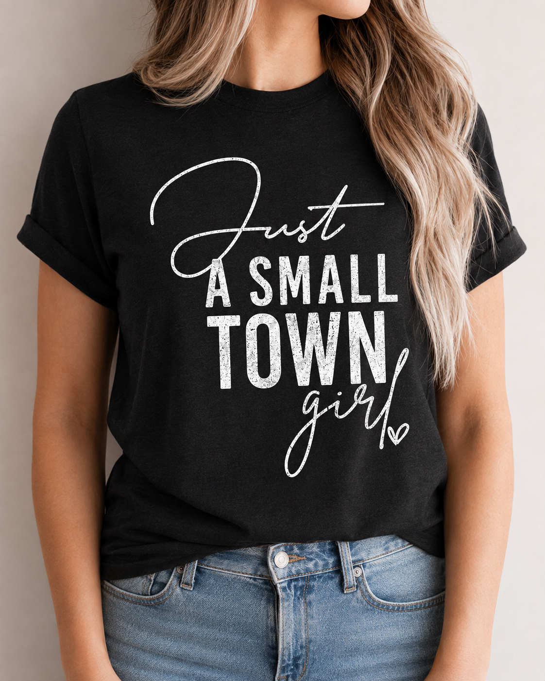 Just A Small Town Girl graphic T-shirt in Black