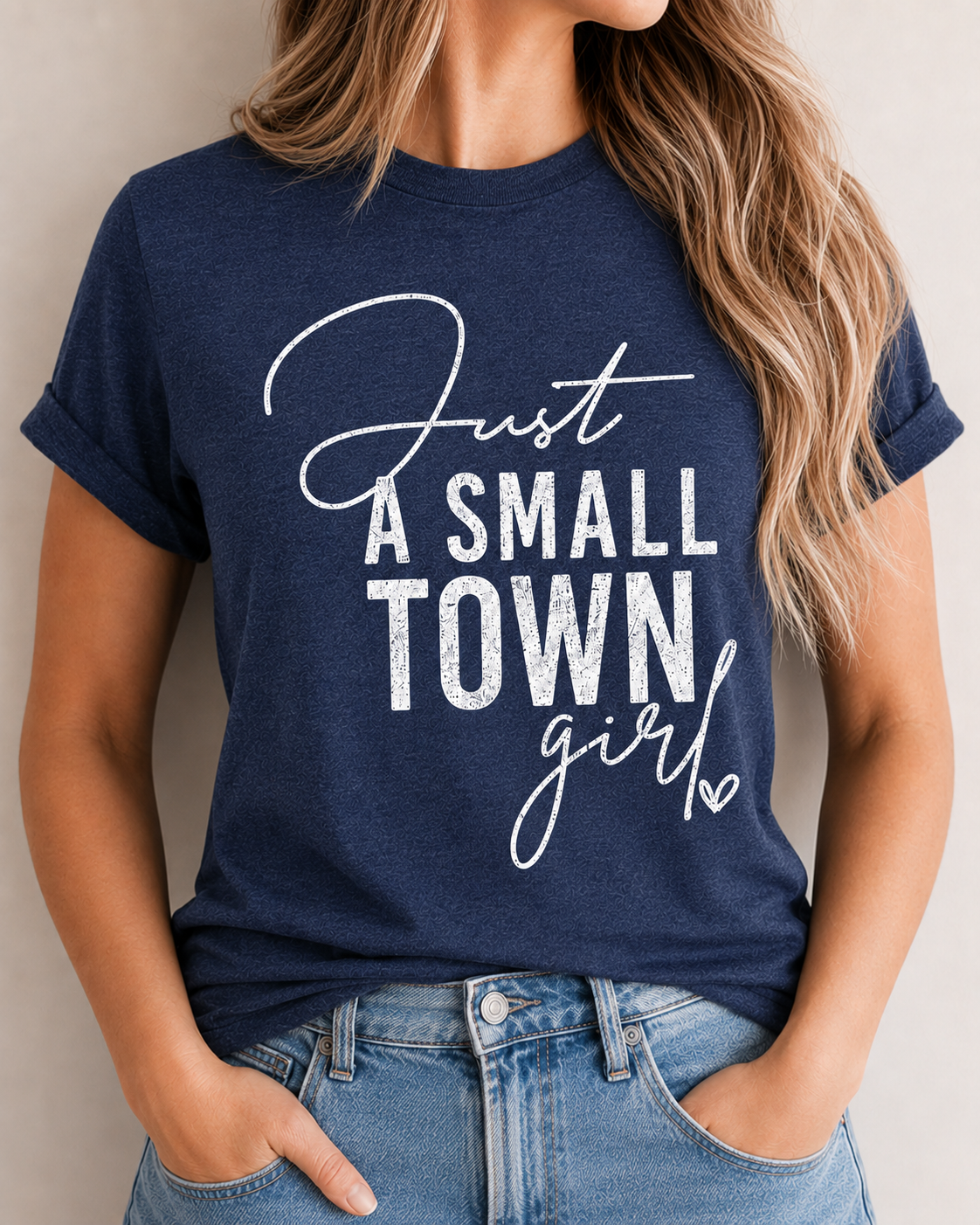 Just A Small Town Girl graphic T-shirt in New Navy